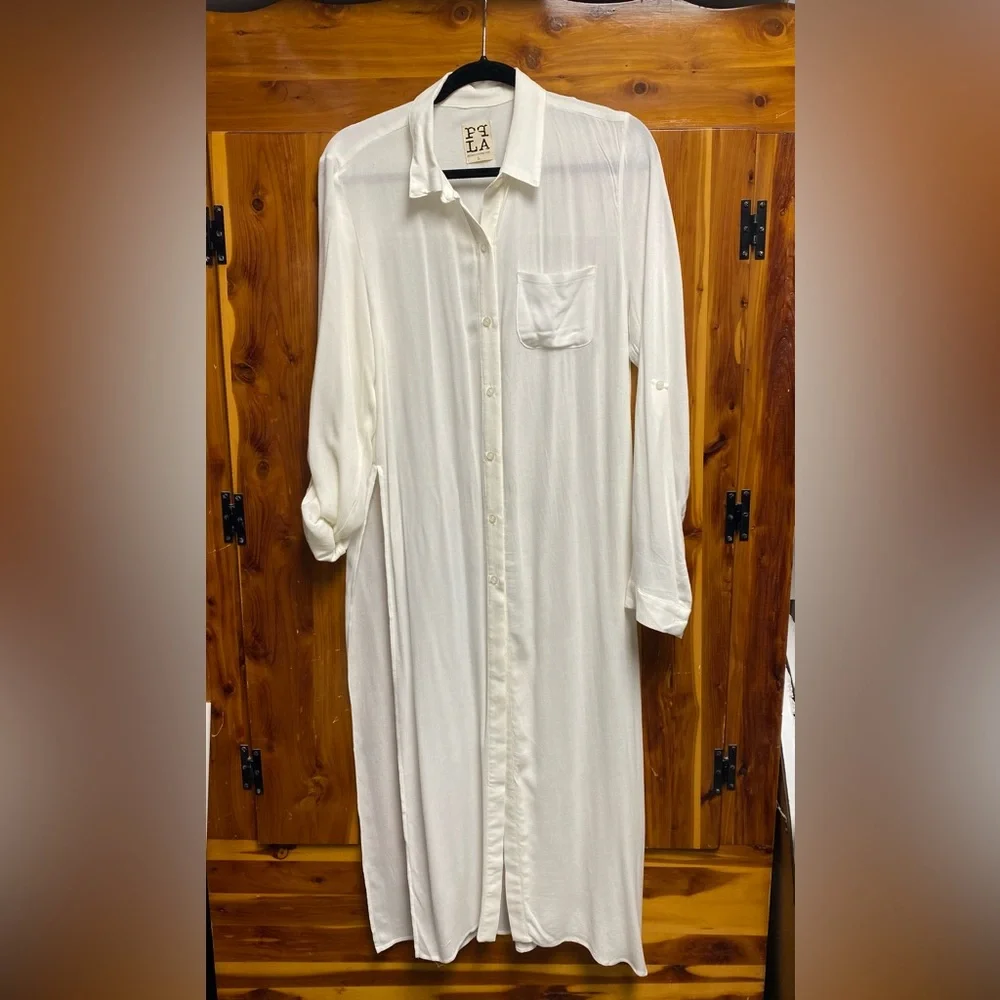 PQLA Ivory Button-Front Shirt Dress - Picture 2 of 10